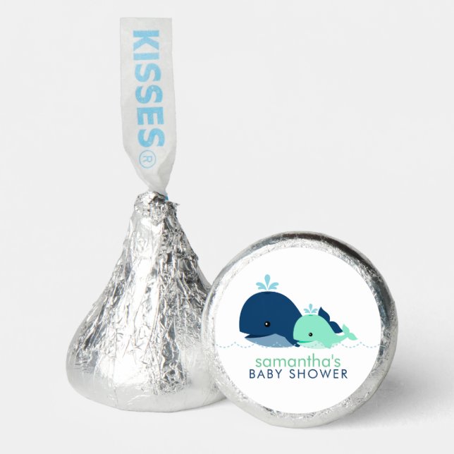 Mom and Baby Whale Baby Shower {green}  Hershey®'s Kisses® (Front)