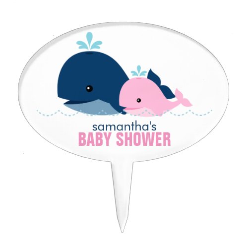 Mom and Baby Whale Baby Shower pink Cake Topper