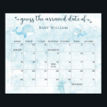 Mom and Baby Whale guess the Due Date Calendar Poster<br><div class="desc">Watercolor Cute Mom and Baby Whale Under the Sea Guess the Due Date Calendar Poster. Matching items available.</div>