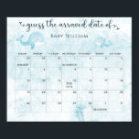 Mom and Baby Whale guess the Due Date Calendar Poster<br><div class="desc">Watercolor Cute Mom and Baby Whale Under the Sea Guess the Due Date Calendar Poster. Matching items available.</div>