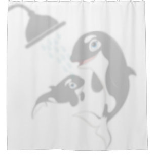 Mom And Baby Whales Shadow Buddies in Shower Curtain