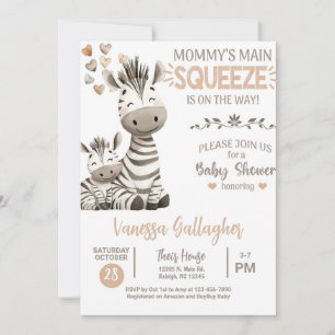 Mom and baby zebra baby shower invitation. invitation