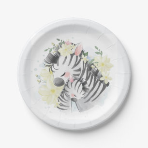 Mom and Baby Zebra Paper Plates