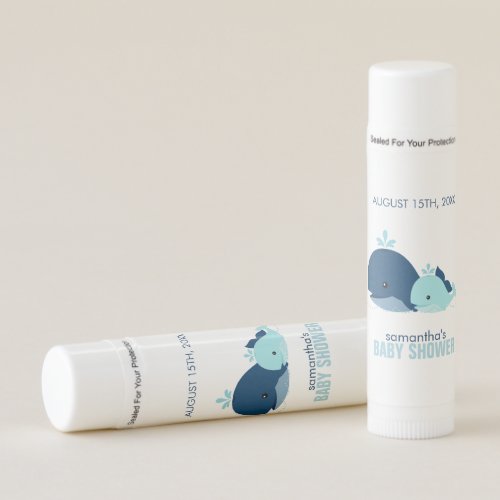 Mom and Blue Baby Whale Baby Shower Lip Balm