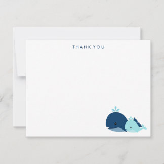 Mom and Blue Baby Whale Thank You Cards