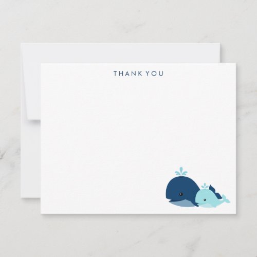 Mom and Blue Baby Whale Thank You Cards