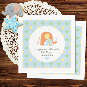 Mom and Blue Elephant Baby Shower Napkin