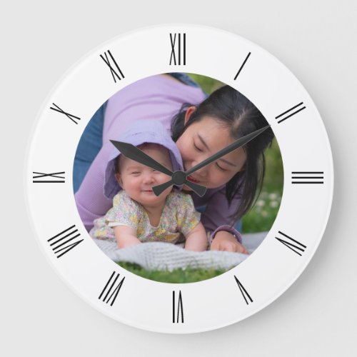 Mom and Child Circle Shape Family Photo Large Clock