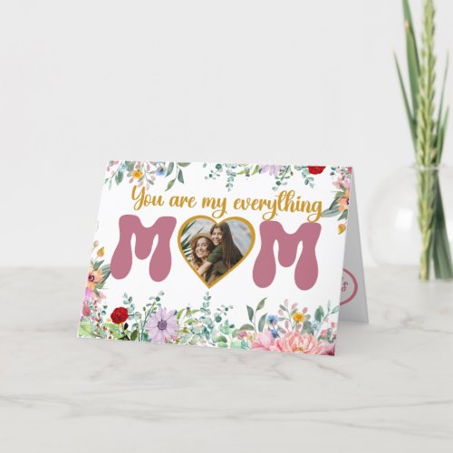 Mom and child love watercolor floral Mothers day Thank You Card