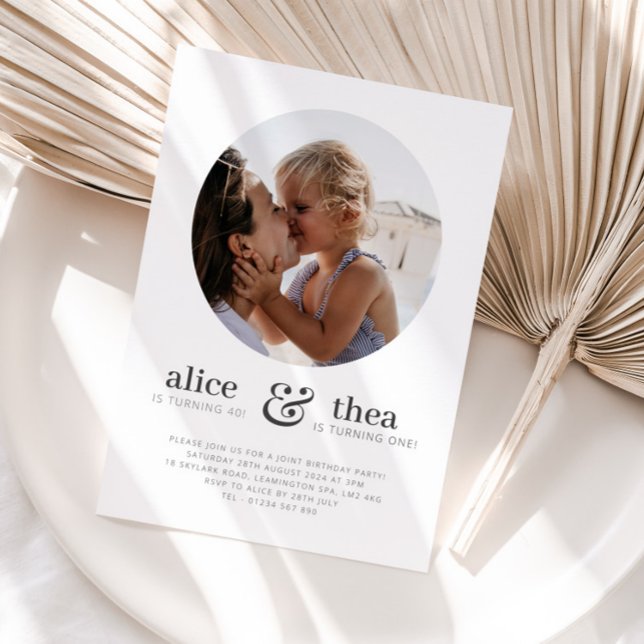 Mom and Child - Photo Joint Birthday Invitation (Mom and Child - Photo Joint Birthday Invitation 1)
