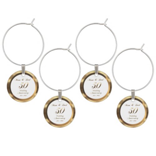 Mom and Dad 50th Golden Wedding Anniversary 2021 Wine Charm