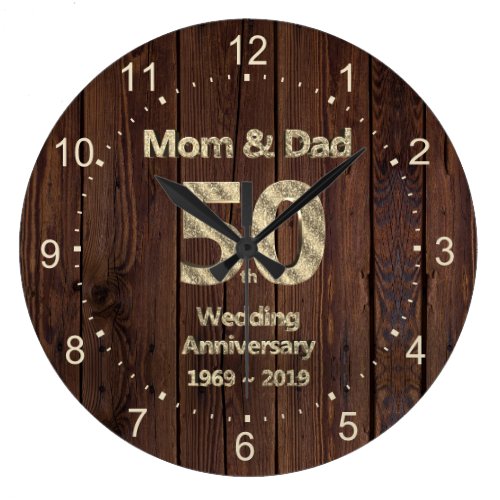 Mom and Dad 50th Wedding Anniversary 2019 Large Clock