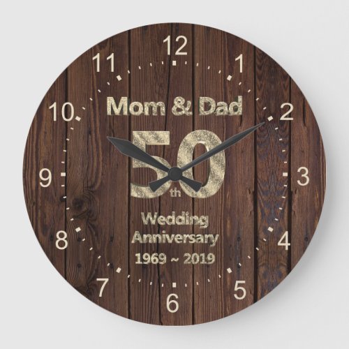 Mom and Dad 50th Wedding Anniversary 2019 Large Clock