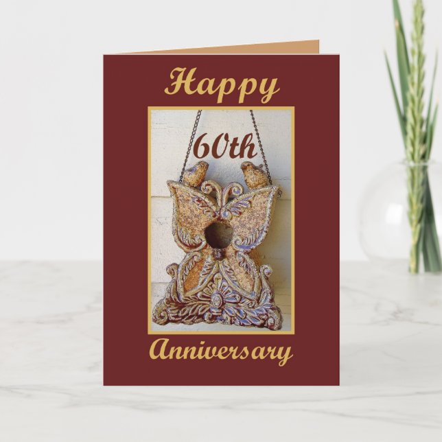 Mom and Dad 60th Anniversary with Love Birds Card (Front)