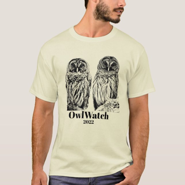 Mom and Dad Barred Owl  (B&W) T-Shirt (Front)