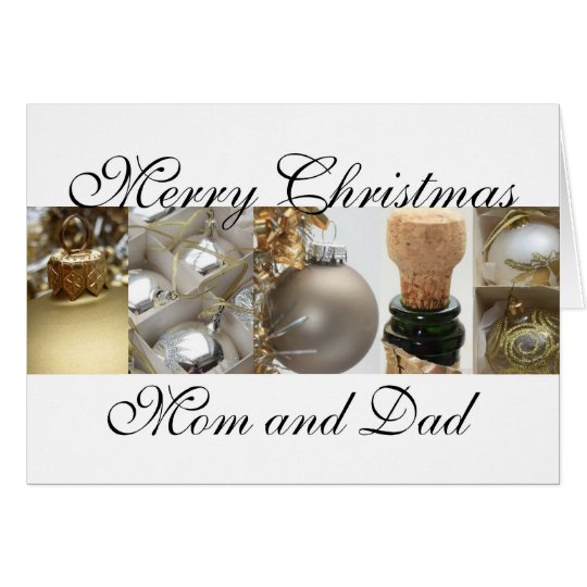Mom and Dad Christmas black & White & Gold collage Card
