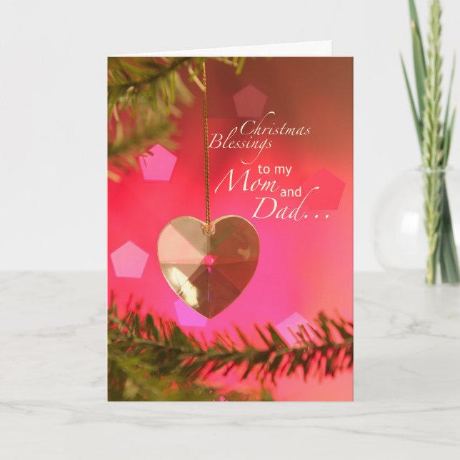 Mom and Dad Christmas Heart on Tree Simple Joys Holiday Card (Front)