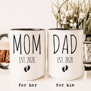 Mom and Dad   Custom Elegant Script Baby Reveal Mug