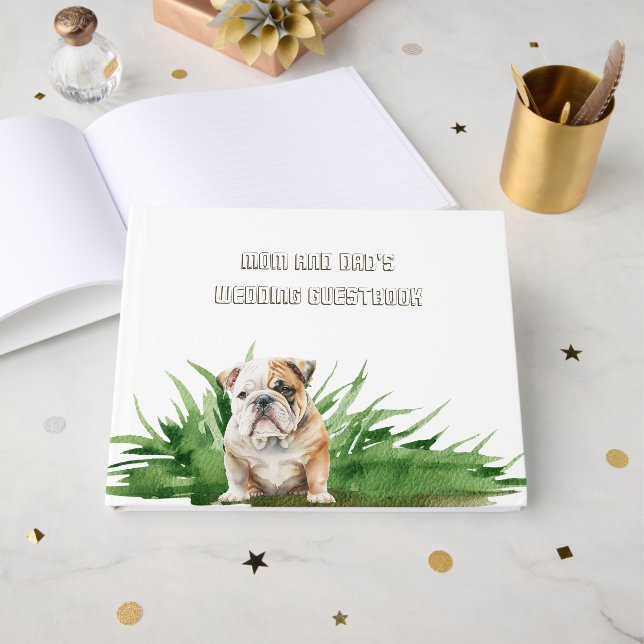 Mom and Dad Dog Wedding Guest Book (Front Open)