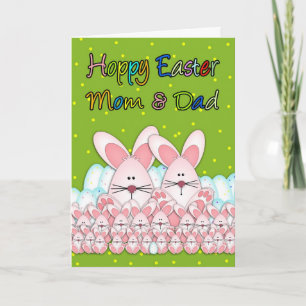 Mom And Dad Easter Card With Easter Bunnies