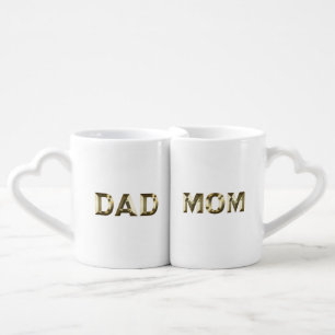 Mom and Dad gold modern metallic typography Coffee Mug Set