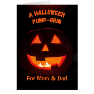 Mom and Dad Halloween Cute Jack o' Lantern Cards