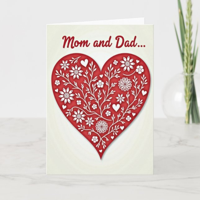Mom And Dad Love Heart Card (Front)