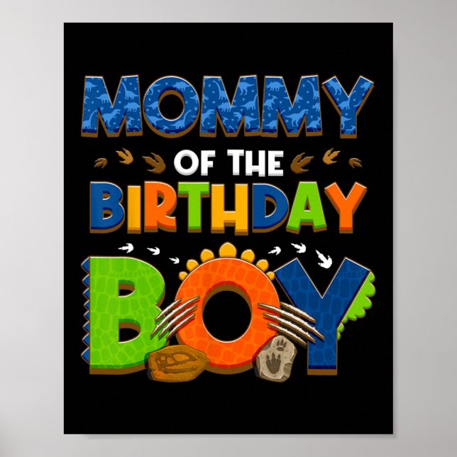 Mom And Dad Mommy Birthday Boy Dinosaur Family Par Poster (Front)