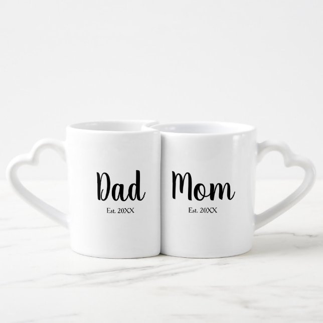 Mom and Dad New Parent Established Coffee Mug Set (Back Nesting)