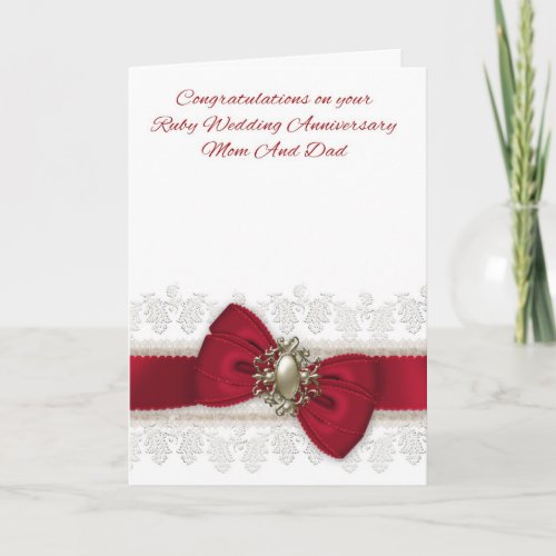 Mom And Dad Ruby Wedding Anniversary Stylish Card