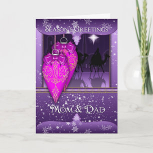 mom and dad, season's greetings holiday card in pu