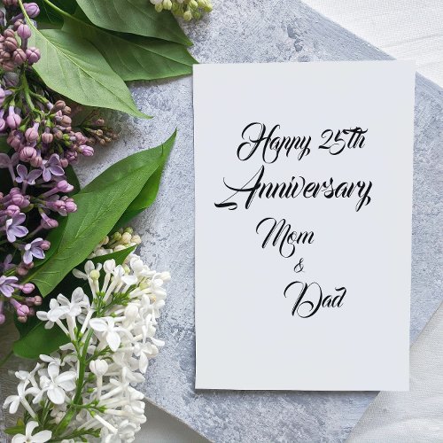 Mom and Dad Silver Wedding Anniversary Foil Card