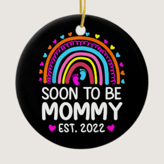 mom and dad Soon To Be Mommy Est 2022 Pregnancy Ceramic Ornament