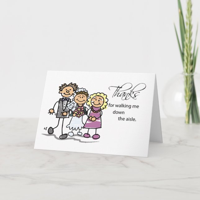 Mom and Dad, Thanks for Walking Down Wedding Aisle Thank You Card (Front)