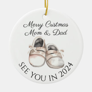 Mom and Dad to be new baby pregnancy announcement Ceramic Ornament