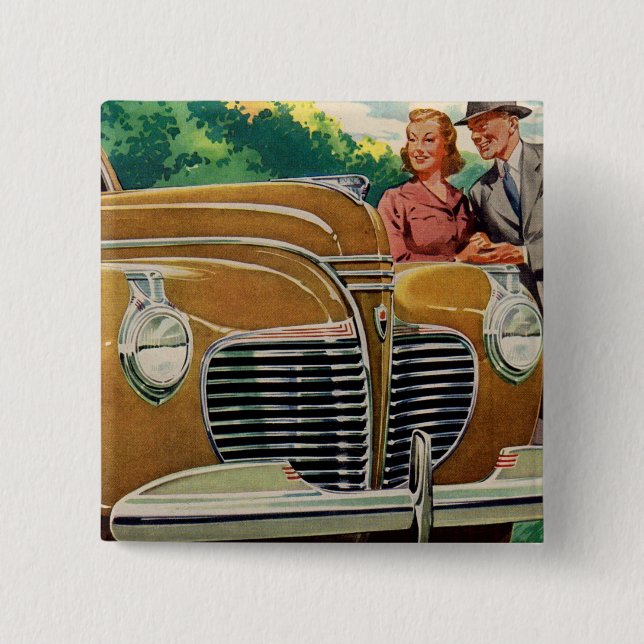 Mom and Dad's MAMMOTH golden 1941 Plymouth Button (Front)