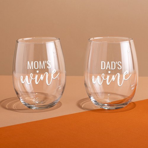 Mom and Dads Stemless Wine Glass