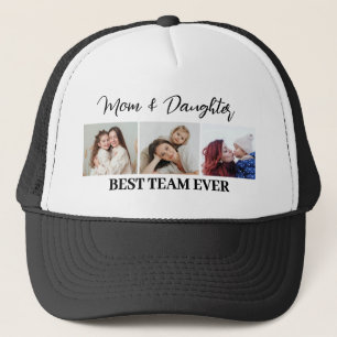 Mom and Daughter Best Team Ever Custom 3 Photos Trucker Hat