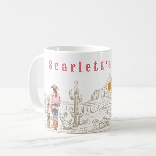 Mom and daughter CowGirls Gift 11oz Coffee Mug (Front Left)