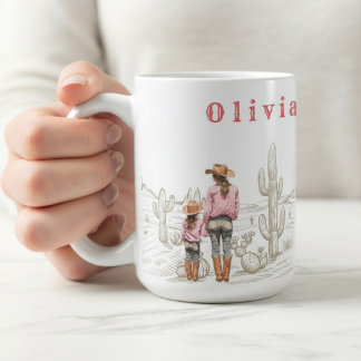 Mom and daughter CowGirls Gift 15oz Coffee Mug