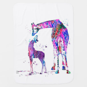 Mom And Daughter Giraffe Gift, Family Lover Gift Baby Blanket