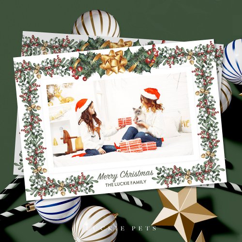 Mom and Daughter Mistletoe Christmas Holiday Card 
