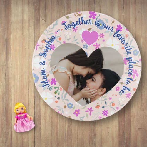Mom and Daughter Pink Floral Photo Trinket Tray