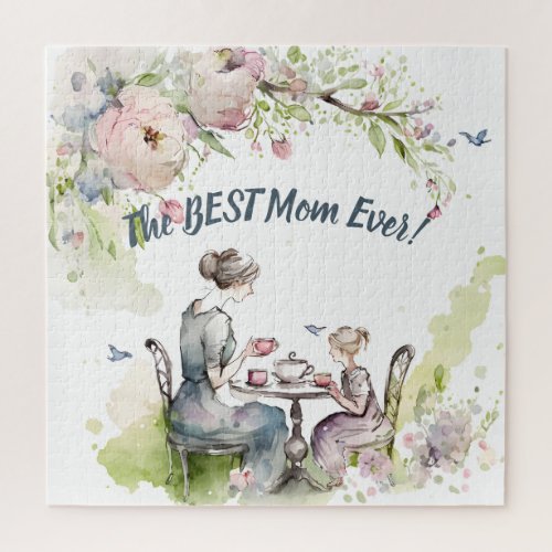 Mom and Daughter Tea Party Jigsaw Puzzle
