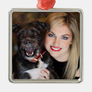 Mom And Dog Christmas Tree Metal Ornament