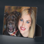 mom And Dog Pet Custom Photo  Plaque<br><div class="desc">Design your own photo plaque. Easily replace this sample photo with your photo with your own character and beloved subjects. This sample of a woman and her beloved pet.</div>