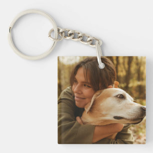 Mom And Dog Photo Keychain