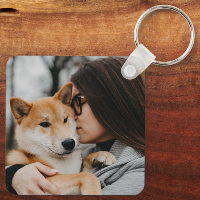 Mom And Dog Photo Keychain (Back)