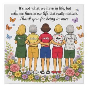 mom and friends faux canvas print