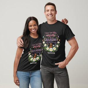 Mom and Grandma Two Titles Floral Dog Daisy Design T-Shirt